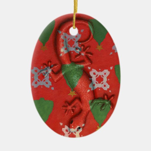 Kerst-Gecko-versiering Keramisch Ornament (Voorkant)