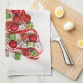 Kerst-gedecormeerde keukenhanddoek (Quarter Fold)