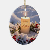 Kerst Gedenkteken van Moeder Kaars Sneeuw Keramisch Ornament (Rechts)
