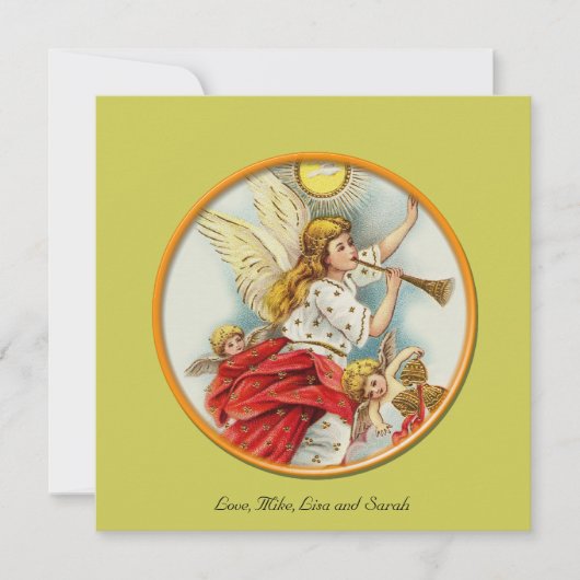 Kerst geel foto wenskaart. feestdagenkaart (Voorkant)