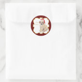 Kerst Geel Labrador Puppy Ronde Sticker (Tas)
