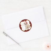 Kerst Geel Labrador Puppy Ronde Sticker (Envelop)