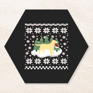 Kerst Geel Labrador Silhouette Santa Hat Cla Kartonnen Onderzetters