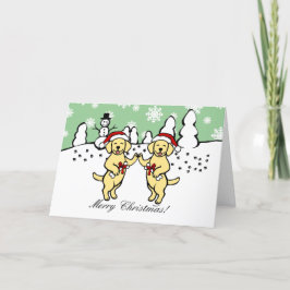 Kerst Geel Labradors Cartoon Feestdagen Kaart