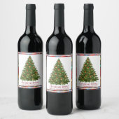 Kerst Geesten Boom Lights Border Wijn Etiket (Flessen)