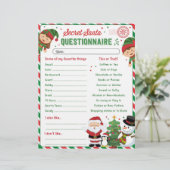 Kerst Geheim Santa Vragenlijst Formulier Sjabloon (Staand voorkant)