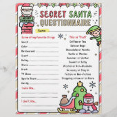 Kerst Geheim Santa Vragenlijst Formulier Sjabloon (Voorkant)