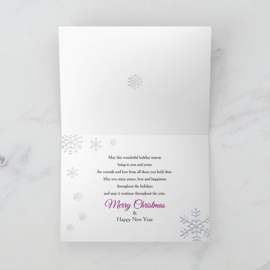 Kerst, Geheime vriend, Paarse Ornamenten/SnowFlake Kaart (Binnen)