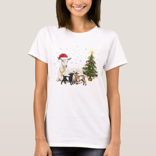 Kerst Geit T-shirt – Rustieke Natuur (Voorkant)