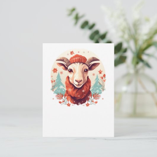 Kerst geitenkunst briefkaart (Staand voorkant)