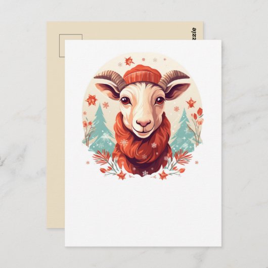 Kerst geitenkunst briefkaart (Voorkant / Achterkant)