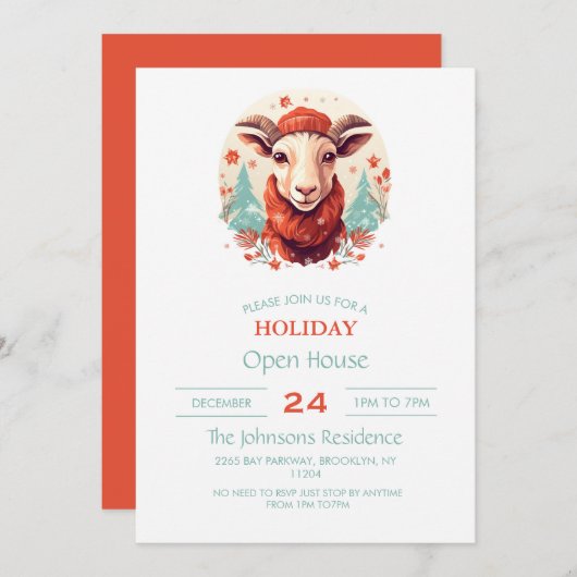 Kerst geitenkunst kaart (Voorkant / Achterkant)