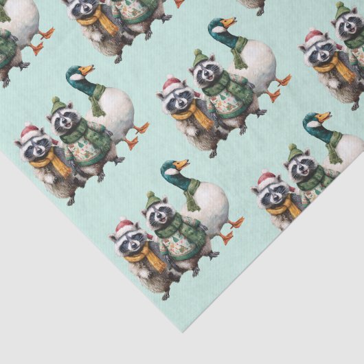 Kerst Gekke Goose Feral Raccoon Tissuepapier (Detail)