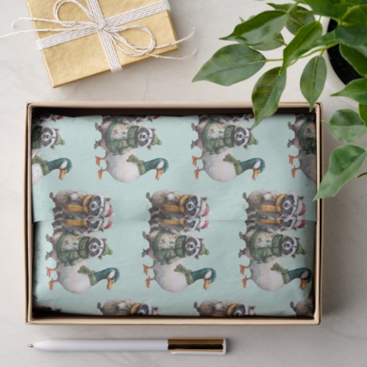 Kerst Gekke Goose Feral Raccoon Tissuepapier (Geschenk)