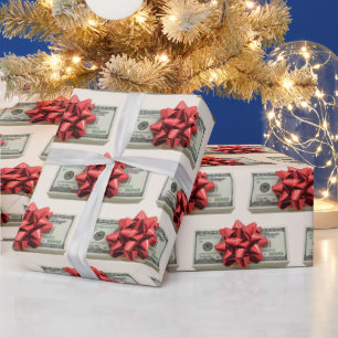 Kerst Geld Stapel Gift met Lint Cadeaupapier