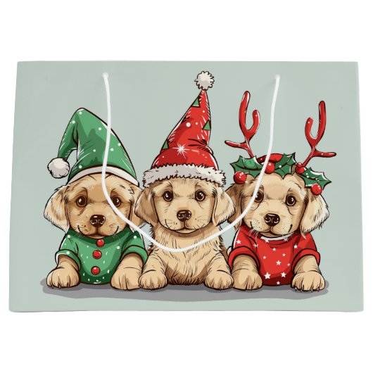Kerst Gele Labrador Retriever Honden Groot Cadeauzakje (Voorkant)