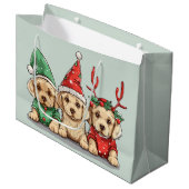 Kerst Gele Labrador Retriever Honden Groot Cadeauzakje (Voorkant Gekanteld)