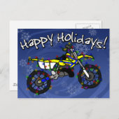 Kerst gele vuil fiets feestdagenkaart (Voorkant / Achterkant)