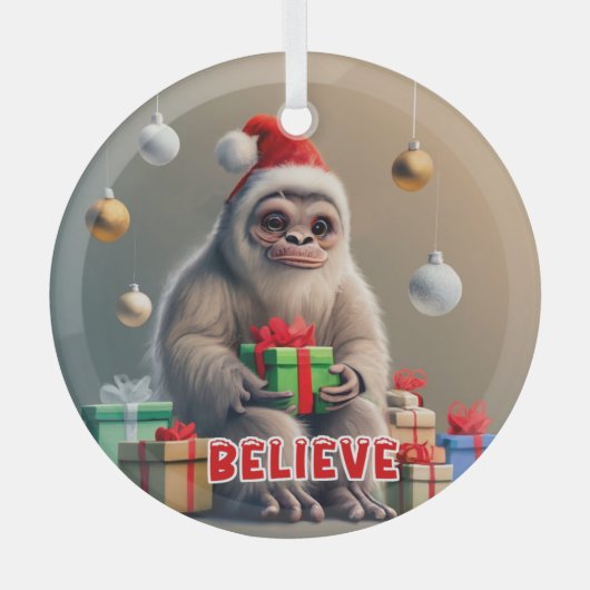Kerst Geloof de Sasquatch Bigfoot Glas Ornament (Voorkant)
