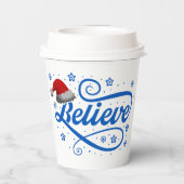 Kerst Geloof Sinterklaas - Santa Hat Blauw Papieren Bekers (Achterkant)