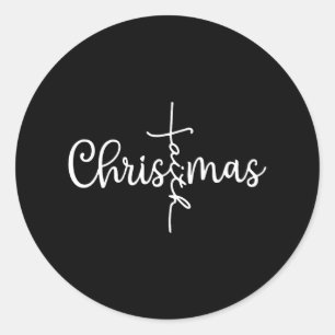 Kerst Geloof Vrolijk Kerstfeest Jezus Christus Ronde Sticker