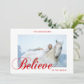 Kerst gelooft in het magische rood | FOTO Feestdagenkaart (Staand voorkant)