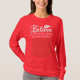 Kerst gelooft Jezus Natitivity Red Long Slaper T-shirt