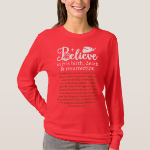 Kerst gelooft Jezus Natitivity Red Long Slaper T-shirt