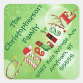 Kerst GELOVEN Groene Bokeh Retouradres Vierkante Sticker (Voorkant)