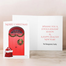 Kerst Gelukkig Vakantie Decoraties Rode Deuren