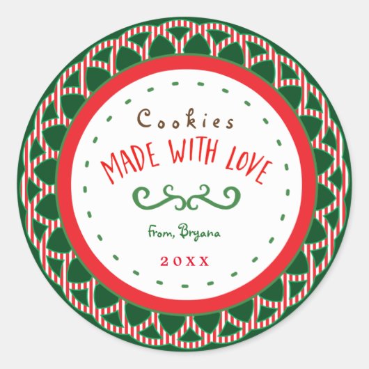Kerst "Gemaakt Met Liefde" Kerstcadeau Sticker (Voorkant)