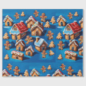 Kerst gember Cookies Houses Trees Vakantie deco Cadeaupapier (Vlak)