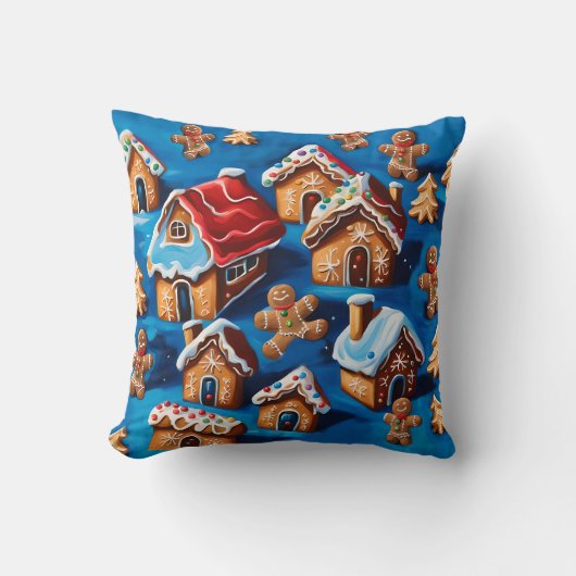 Kerst gember Cookies Houses Trees Vakantie deco Kussen (Voorkant)
