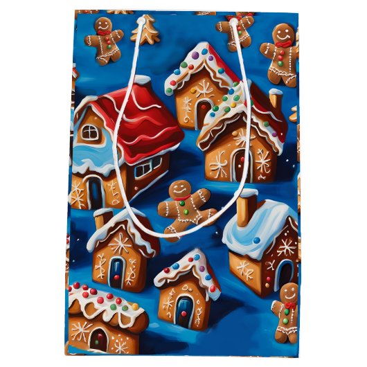 Kerst gember Cookies Houses Trees Vakantie deco Medium Cadeauzakje (Achterkant)