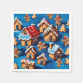 Kerst gember Cookies Houses Trees Vakantie deco Servet (Voorkant)