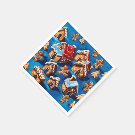 Kerst gember Cookies Houses Trees Vakantie deco Servet (Hoek)