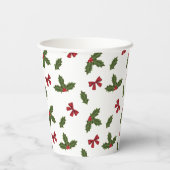 Kerst gemeenschappelijke Holly Planten en rode str Papieren Bekers (Achterkant)