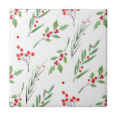 Kerst gemengd Botanisch Patroon Tegeltje (Voorkant)