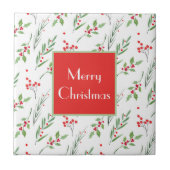 Kerst gemengd Botanisch Patroon Tegeltje (Voorkant)