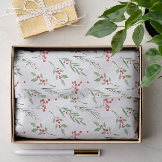 Kerst gemengd botanisch patroon tissuepapier (Geschenk)