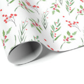 Kerst Gemengd Botanisch Patroon Wrapping Papier (Rol Hoek)