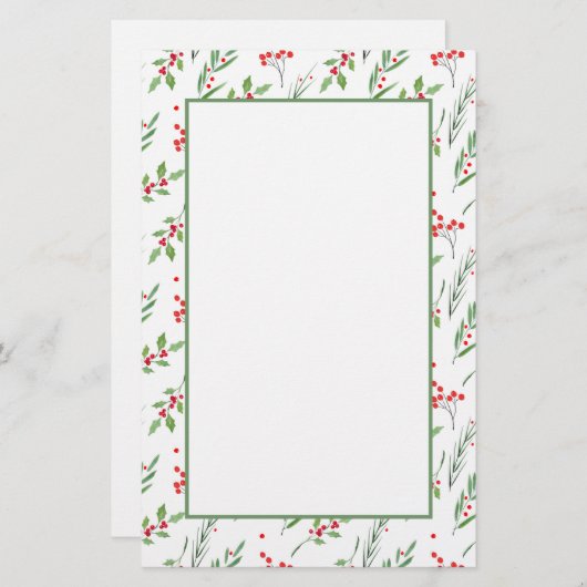 Kerst, gemengd met botanische patroonbakkerij briefpapier (Voorkant / Achterkant)