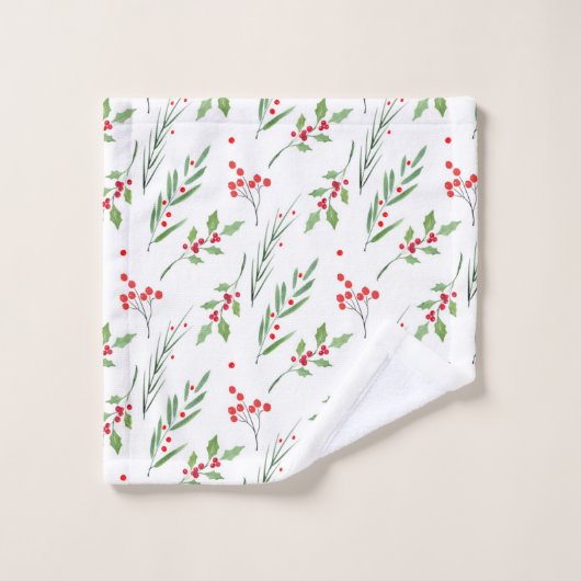Kerst Gemengde Botanische Patroon Badhanddoek Set Bad Handdoek (Wasdoekje)