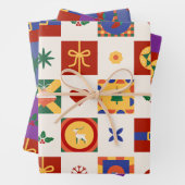 Kerst Geometrisch patroon cadeau Inpakpapier Vel (In situ)