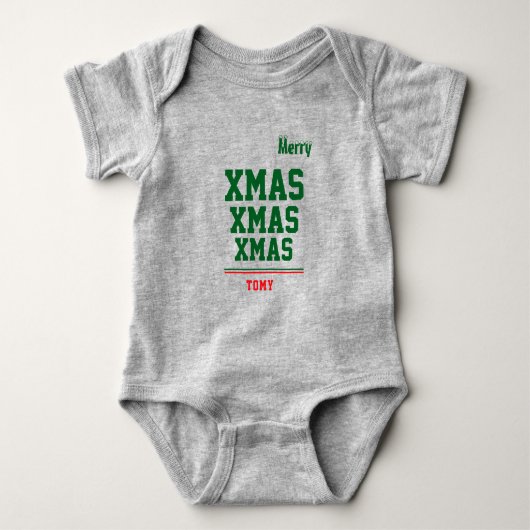 Kerst gepersonaliseerd Baby Jersey Bodysuit kleur (Voorkant)