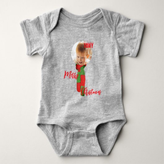 Kerst gepersonaliseerd Baby Jersey Bodysuit kleur (Voorkant)