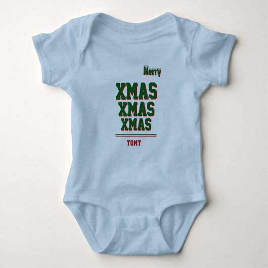 Kerst gepersonaliseerd Baby Jersey Bodysuit kleur (Voorkant)