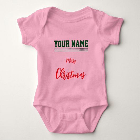 Kerst gepersonaliseerd Baby Jersey Bodysuit kleur (Voorkant)