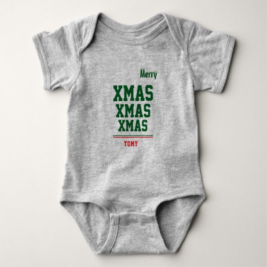 Kerst gepersonaliseerd Baby Jersey Bodysuit kleur (Voorkant)