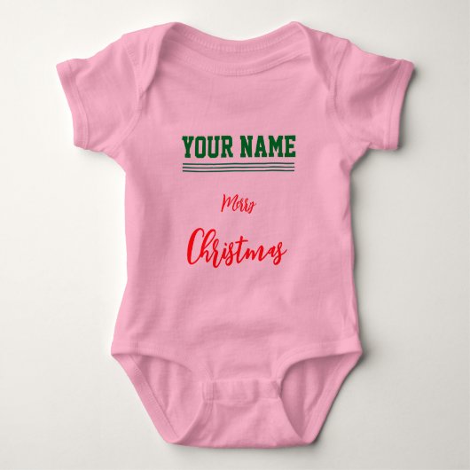 Kerst gepersonaliseerd Baby Jersey Bodysuit kleur (Voorkant)